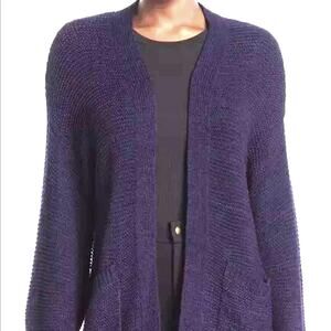 CENY NWT Navy Knit Open Cardigan Small Long Sleeve Lightweight Travel Packable